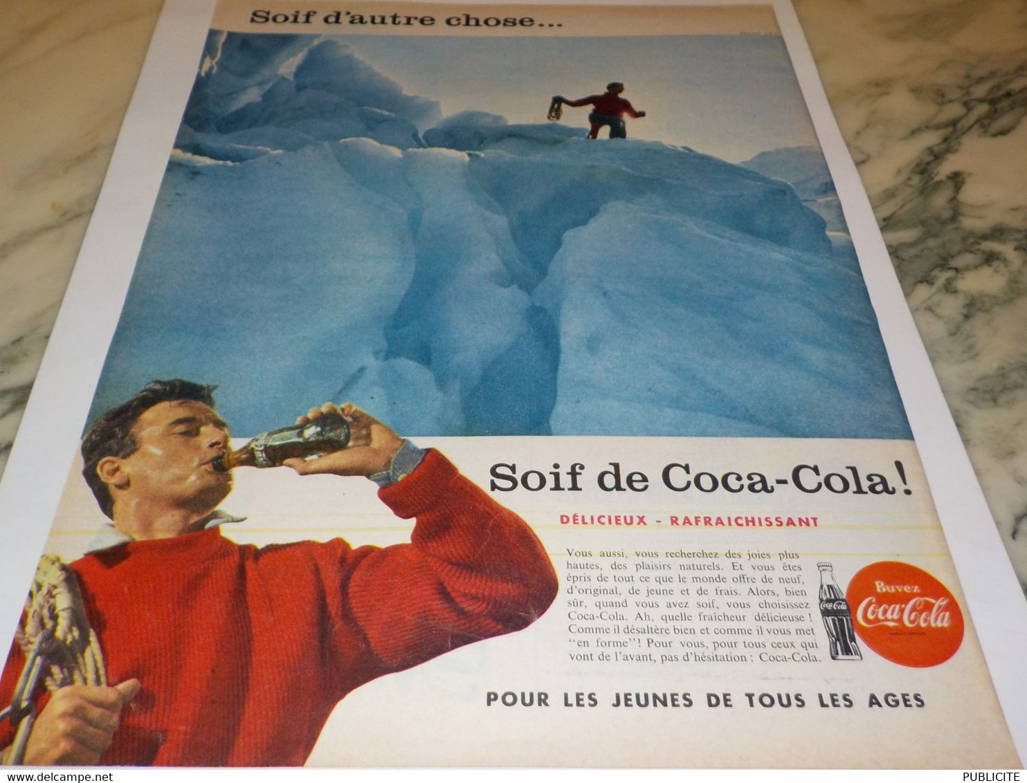 ANCIENNE PUBLICITE GLACIER SOIF D AUTRE CHOSE SOIF DE  COCA COLA 1958 - Reclame-affiches