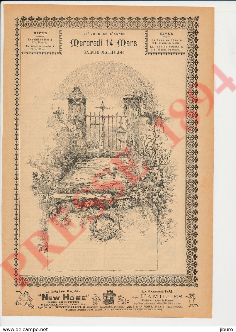 2 Scans Gravure 1894 Poème Le Vieux Cimetière Poésie Jean Aicard Train Express Paris-Marseille Gare De Moret  229CH22 - Zonder Classificatie