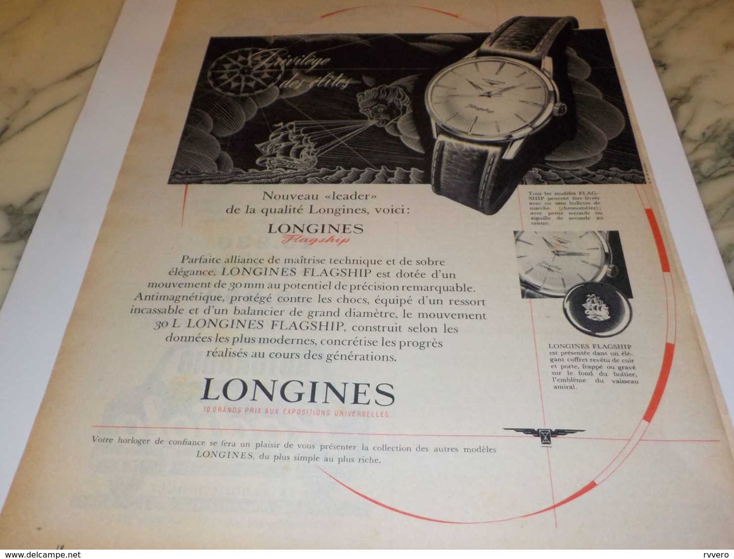 ANCIENNE PUBLICITE MONTRE LONGINES QUALITE 1958 - Other & Unclassified