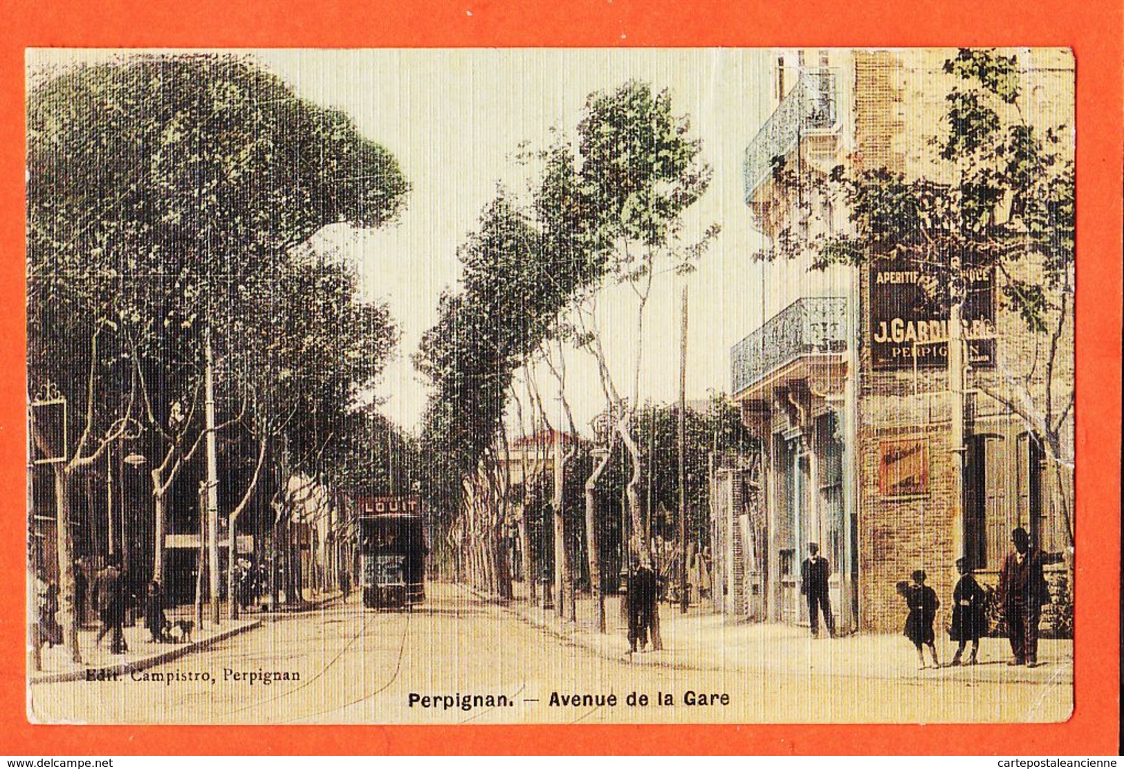 X66373 Carte Toilée PERPIGNAN (66) Avenue De La GARE 1906 à BOUTET Montrouge / Librairie CAMPISTRO Pyrénées Orientales - Perpignan
