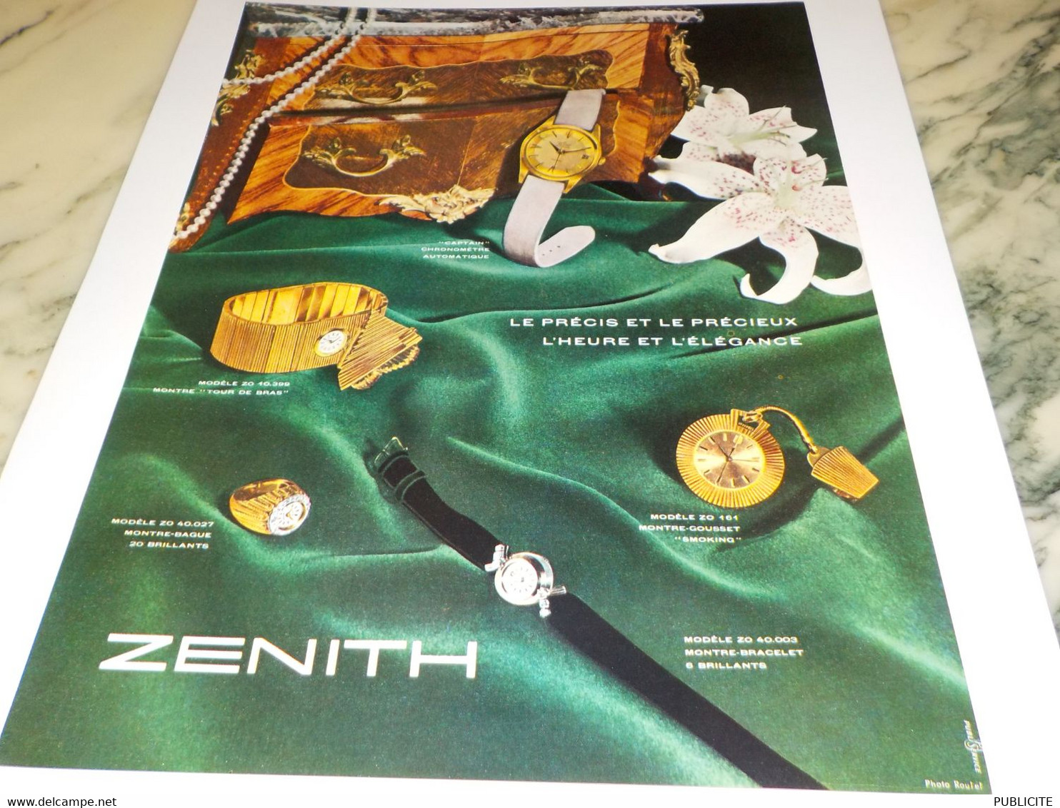 ANCIENNE PUBLICITE  HEURE ET ELEGANCE MONTRE ZENITH   1958 - Other & Unclassified