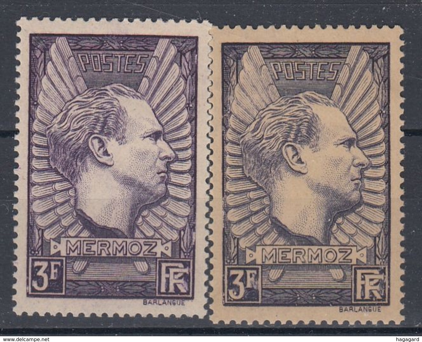 +M424. France 1937. Mermoz In Two Shades. Michel 344a+b. MH(*) - Unused Stamps