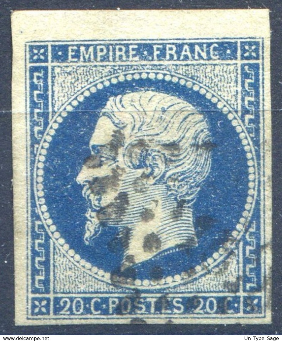 France N°14 (bleu Foncé Sur Vert) - Oblitéré - Cote 300€ - (F095) - 1853-1860 Napoléon III