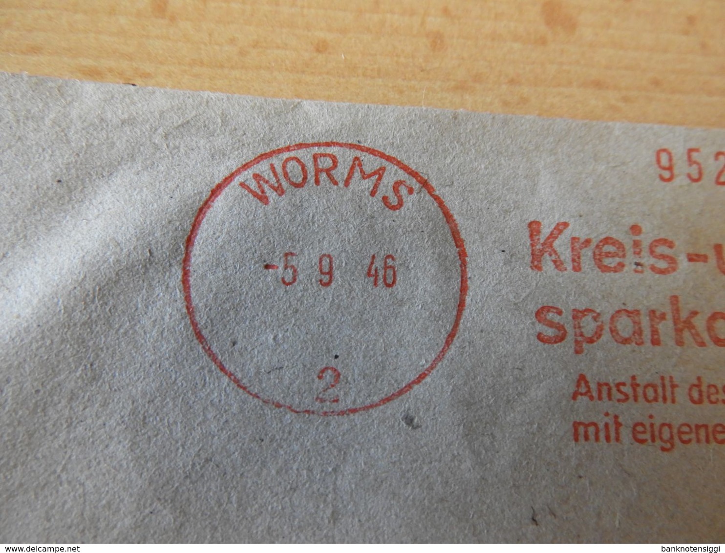 Alter Brief  Drucksache Kreis Und Sparkasse Worms 1946 - Bank En Verzekering