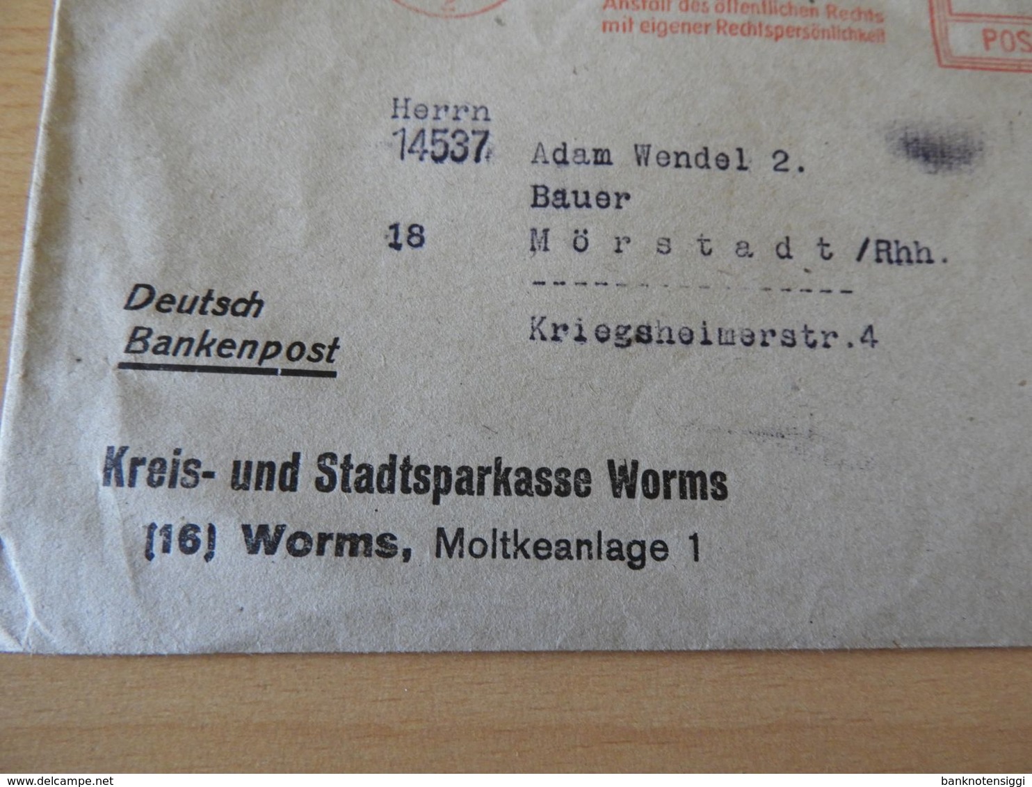 Alter Brief  Drucksache Kreis Und Sparkasse Worms 1946 - Banque & Assurance