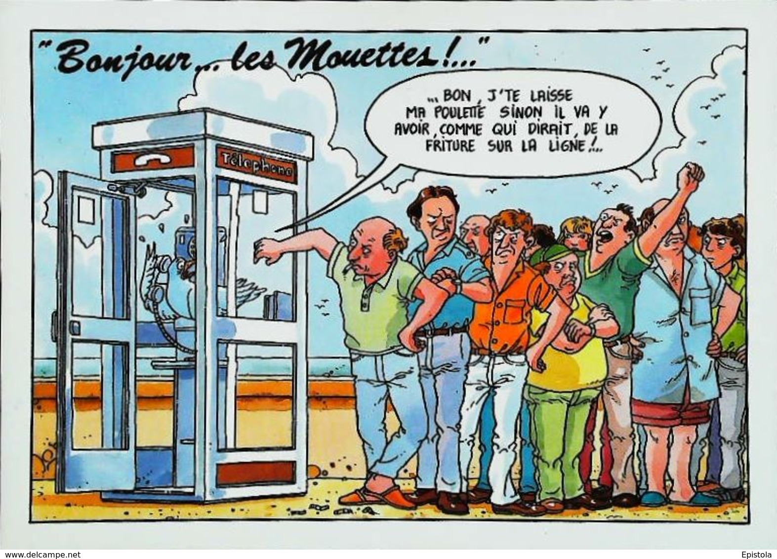 Carte Postale  Cabine Téléphonique  Bonjour Les Mouettes N° 17 - Téléphonie