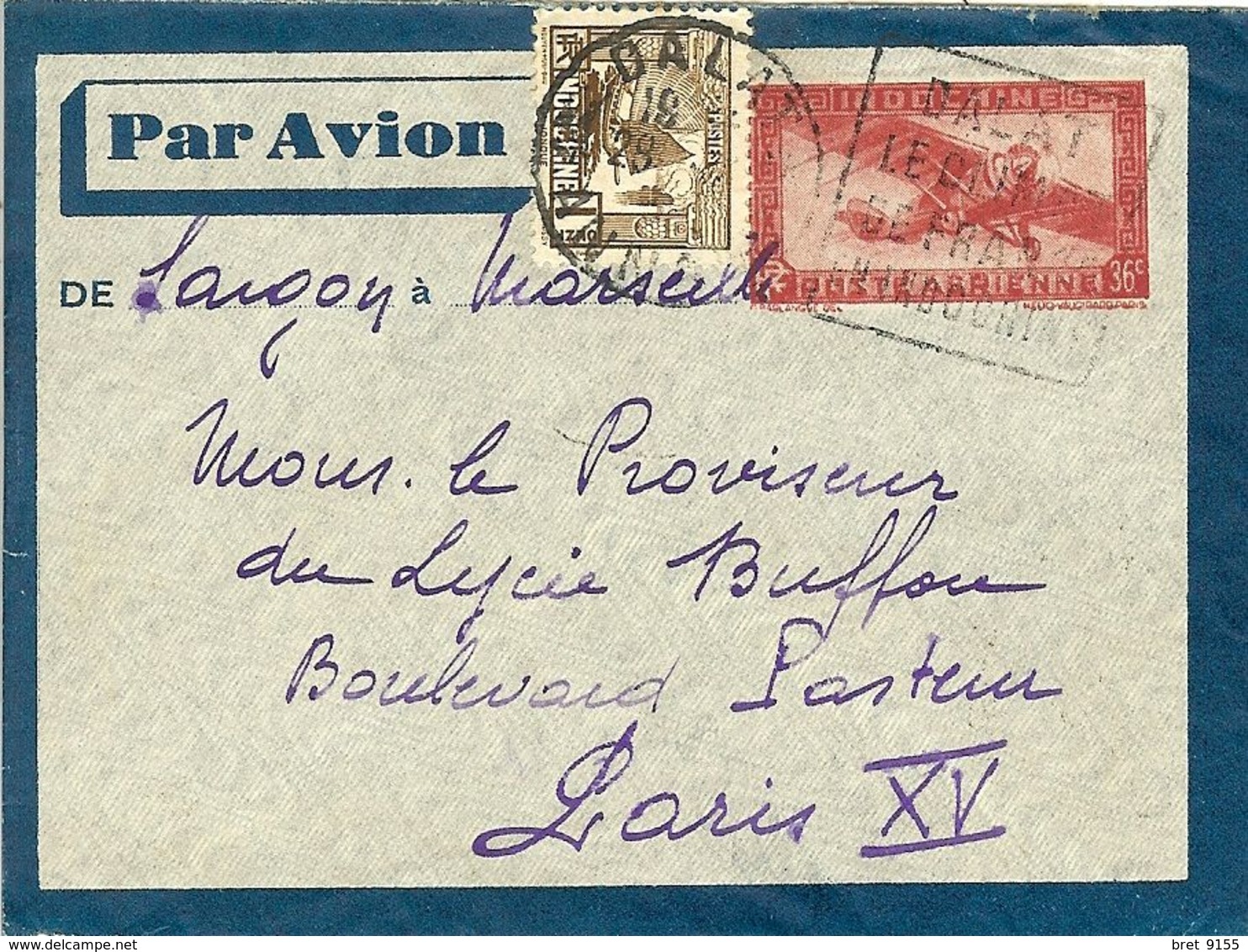 ENTIER POSTAL INDOCHINE À 36c  POSTE AERIENNE + COMPLEMENT JONQUE - Storia Postale