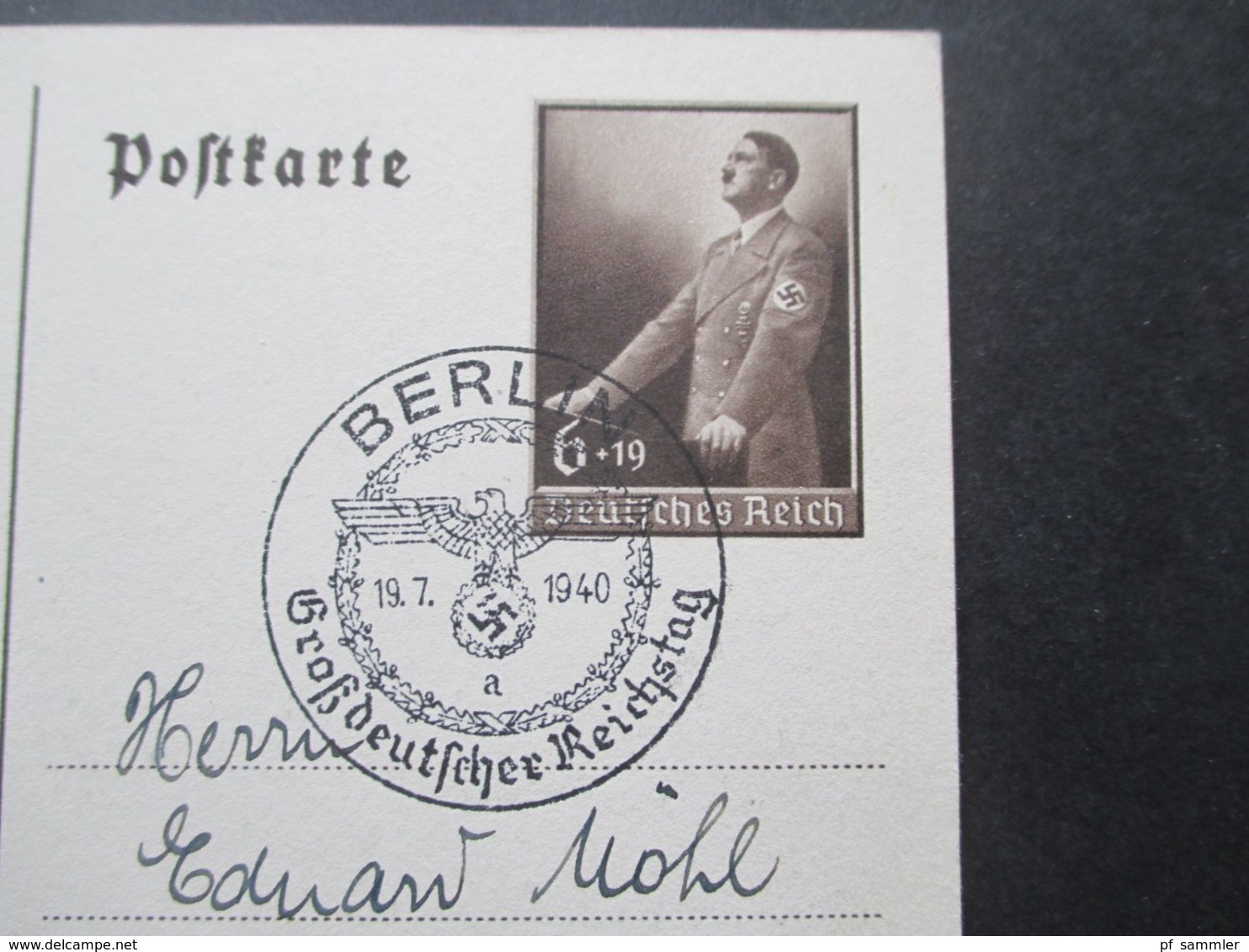 3.Reich Propagandakarte 1940 Eisernes Kreuz GA P 290 Mit Sonderstempel Berlin Großdeutscher Reichstag - Covers & Documents