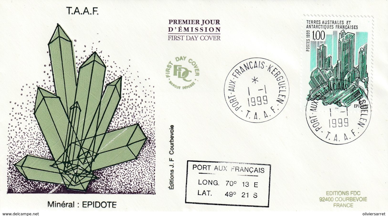 Terres Australes Et Antarctiques Françaises  1999 Minéral Epidote - FDC