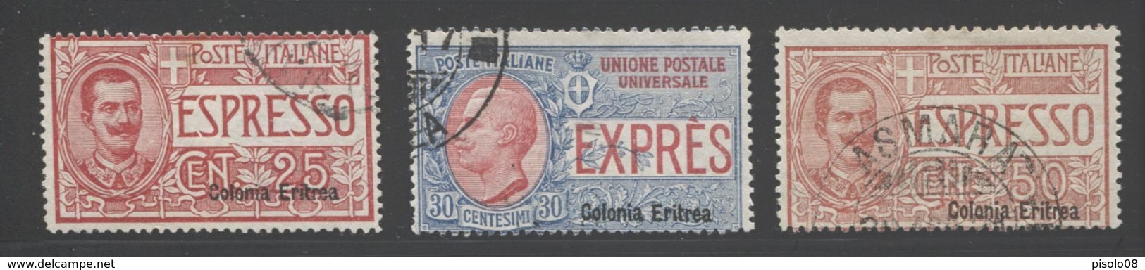 ERITREA 1907 ESPRESSI SOP.TI SERIE CPL. USATA - Erythrée