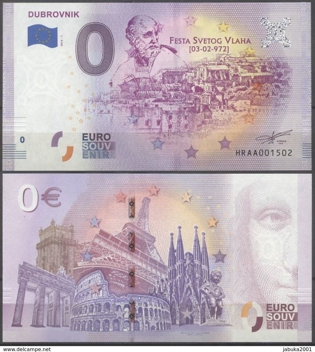Croatia Hrvatska Dubrovnik 0 Euro 2019 Souvenir Banknote - Croatie