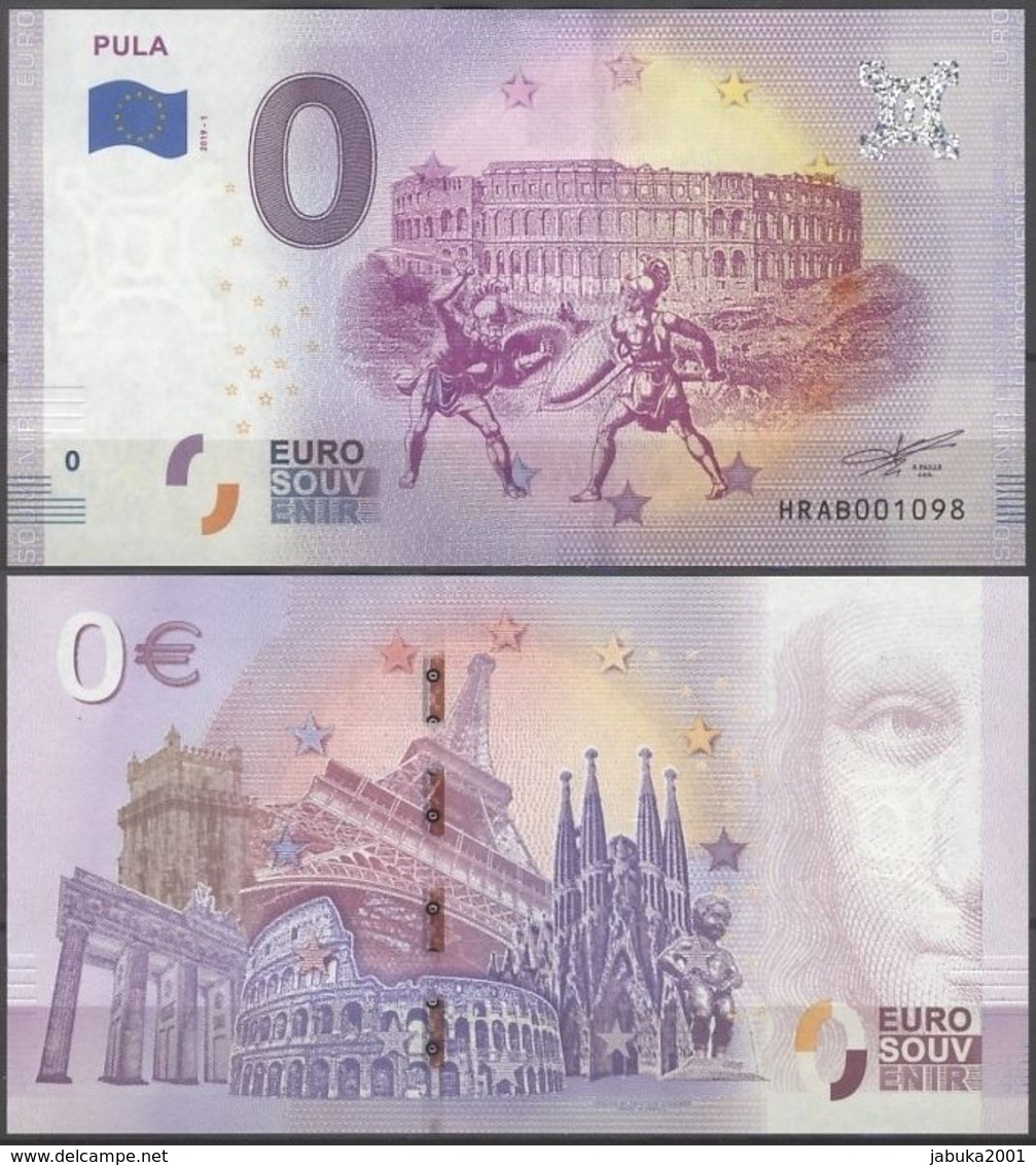 Croatia Hrvatska Pula 0 Euro 2019 Souvenir Banknote - Essais Privés / Non-officiels