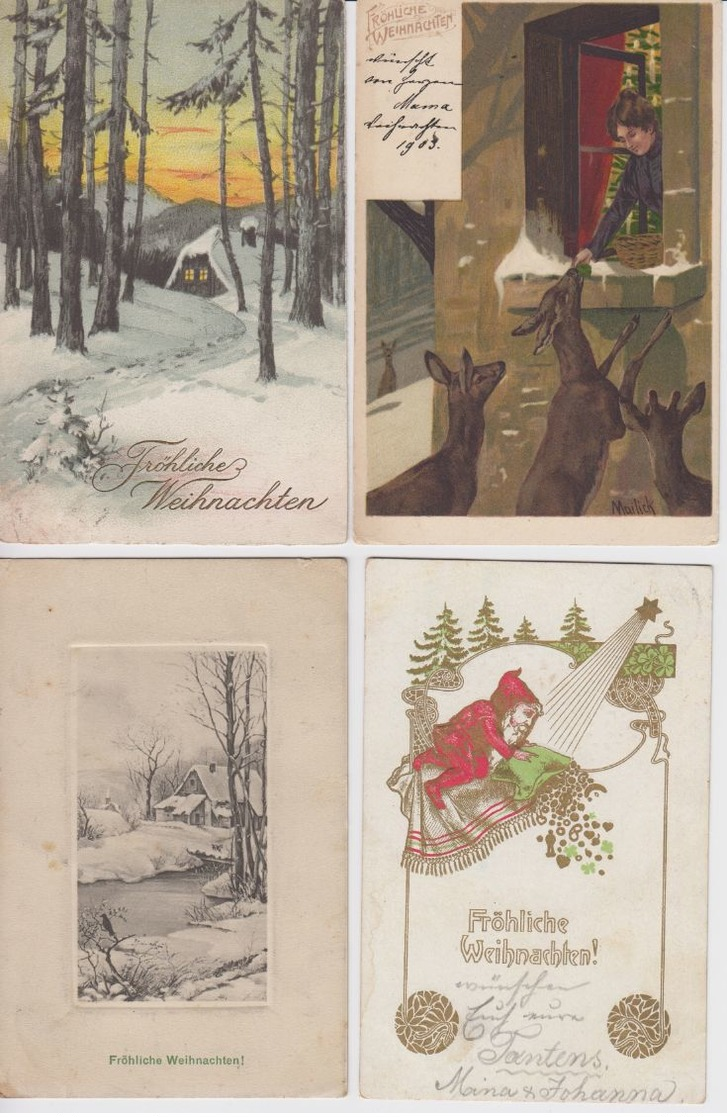 LOT 39 AK FRÖHLICHE WEIHNACHTEN / 39 OUDE WENSKAARTEN THEMA KERSTMIS  1899 - 1935