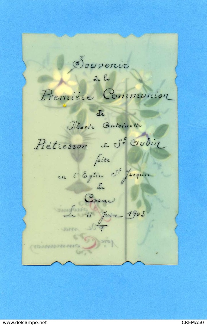 CANIVET - Image En Rodoïd Peinte à La Main - Souvenir De Ma Communion Le 11 Juin 1903 - Images Religieuses