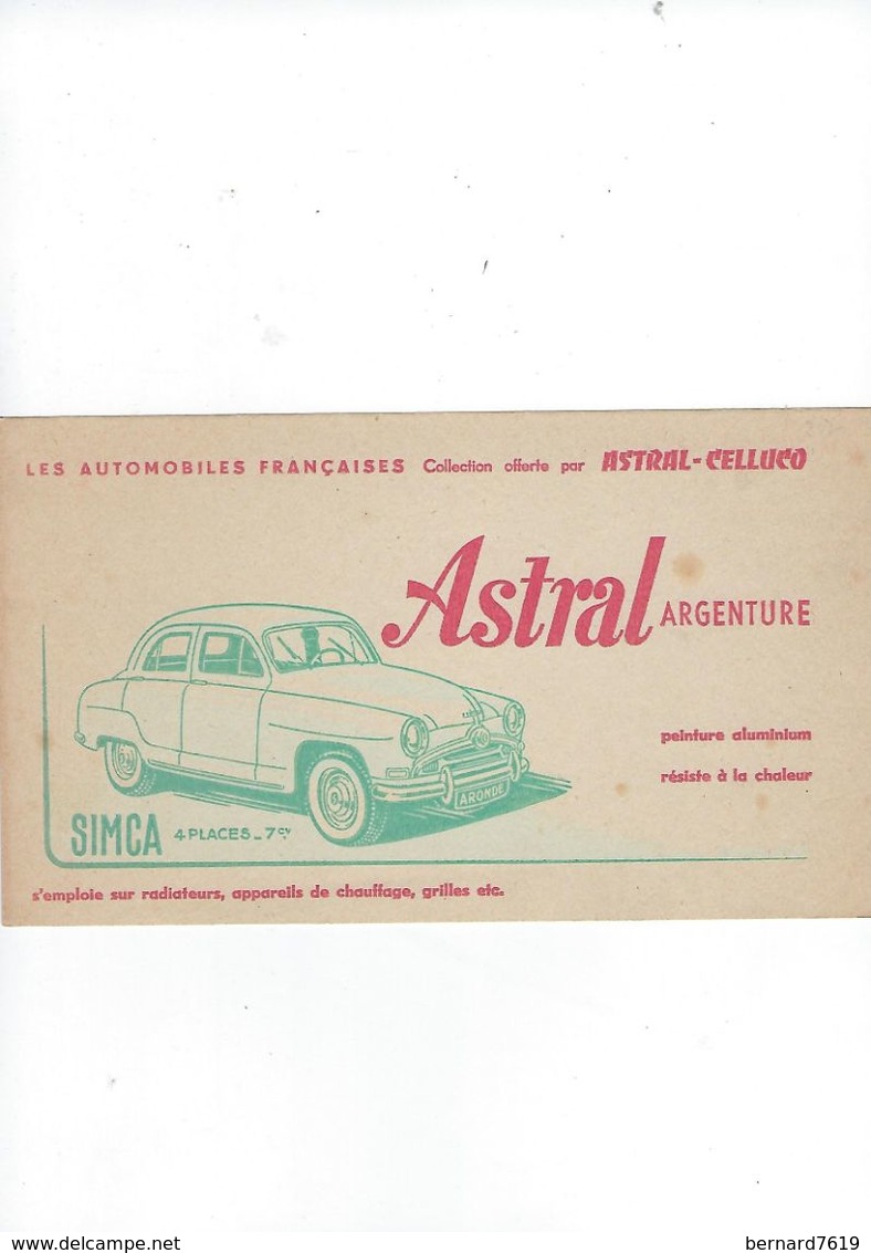 Buvard    Les Automobiles Francaises  Par  Astral-celluco   Simca   Astral Argenture - Automóviles