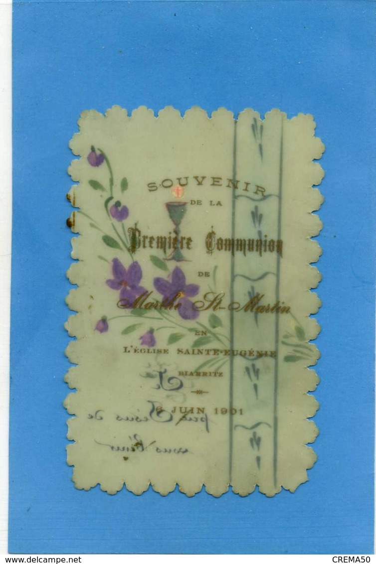 CANIVET - Image En Rodoïd Peinte à La Main - Souvenir De 1ère Communion, 6 Juin 1901 - Devotion Images