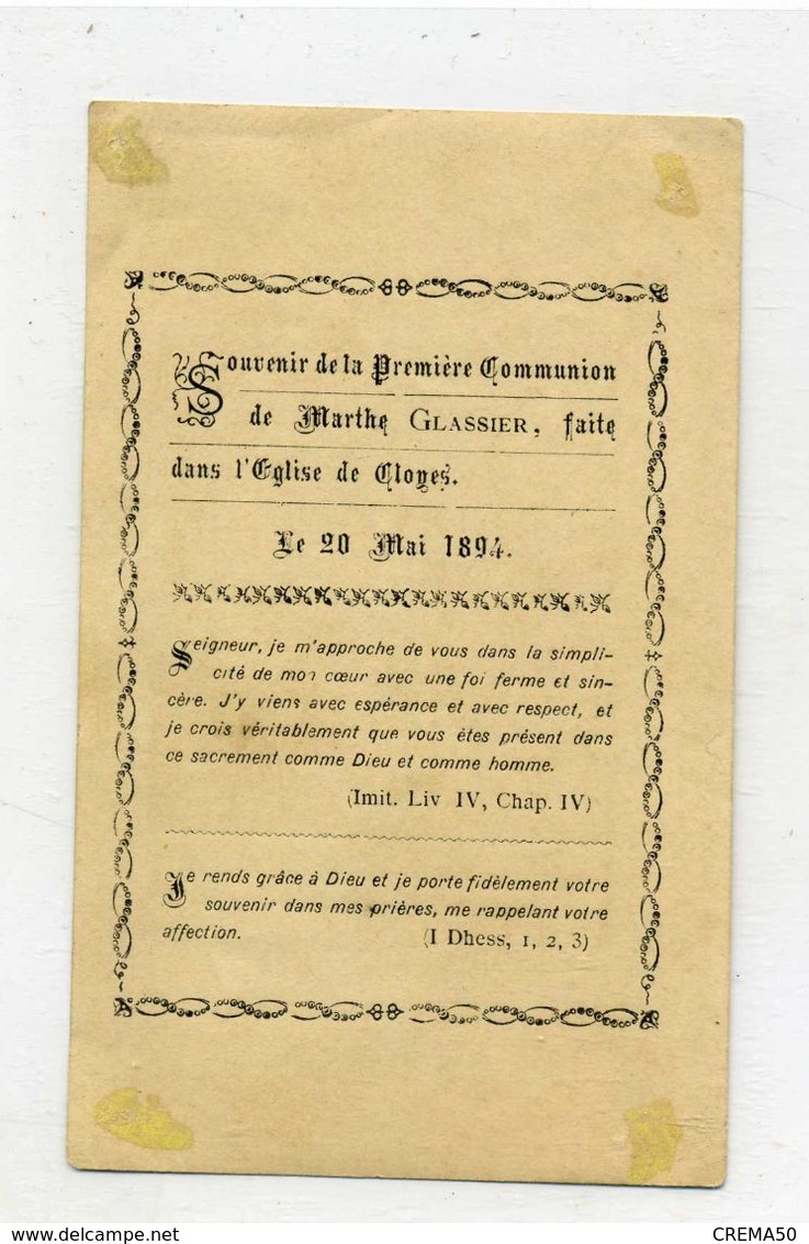 CANIVET -  - Souvenir De 1ère Communion - Le 20 Mai 1894 à Clones - Devotieprenten