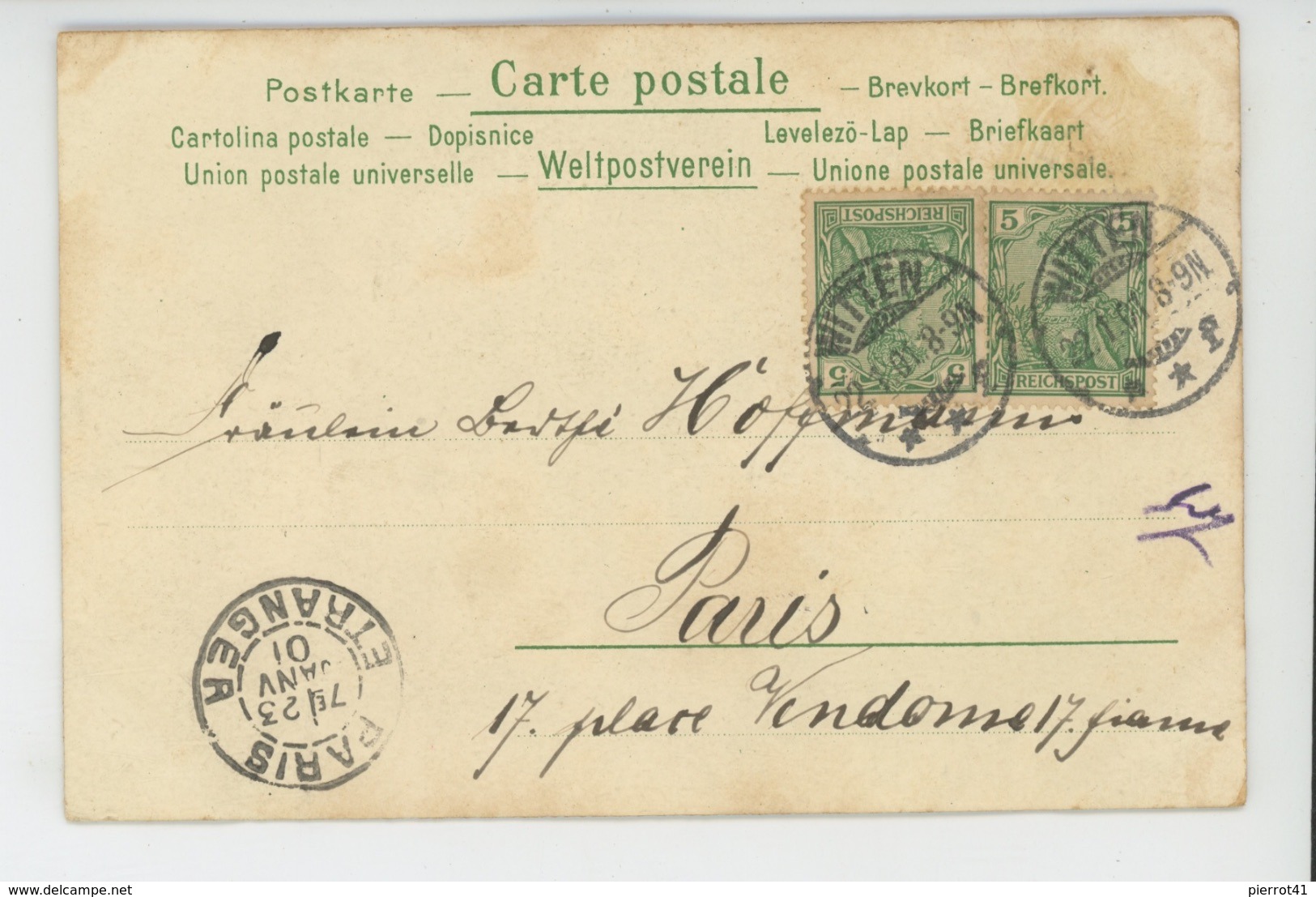ALLEMAGNE - WITTEN - Jolie Carte Fantaisie Bateau Et Fleurs Avec Paillettes écrite Et Postée à WITTEN En 1901 - Witten