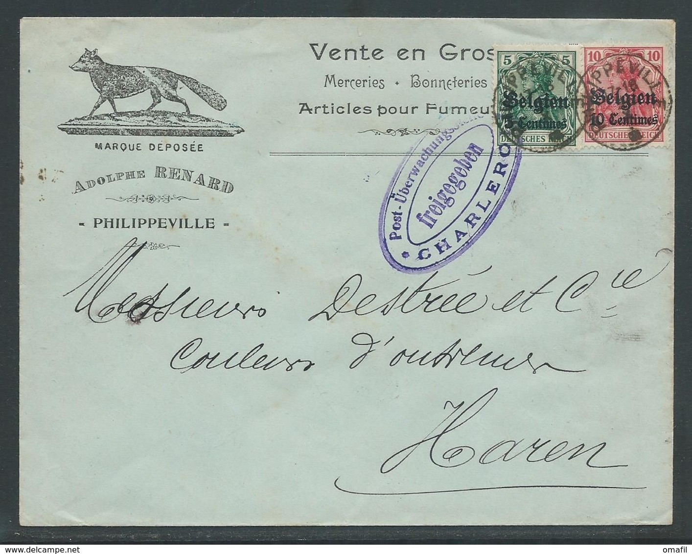 Brief Verstuurd Uit Philippeville Naar Haren - Belgisch Leger
