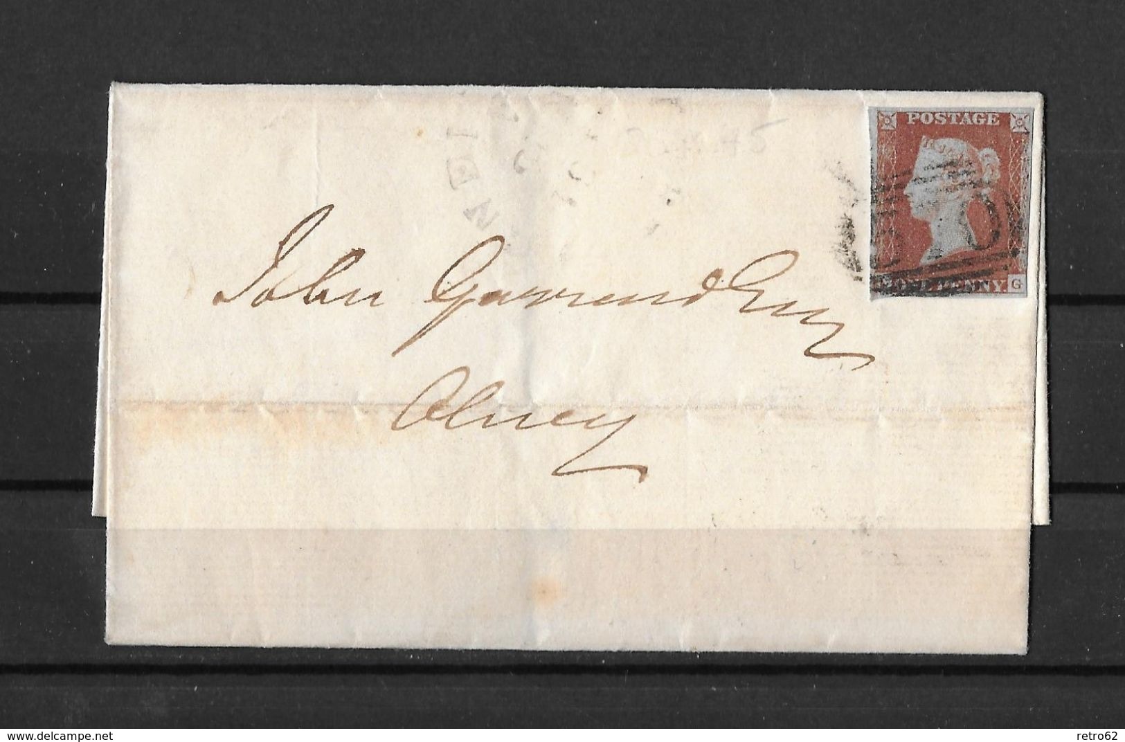 1845 Great Britain QV 1d Red Imperf Blued Paper On Northampton Cover To Olney - Briefe U. Dokumente