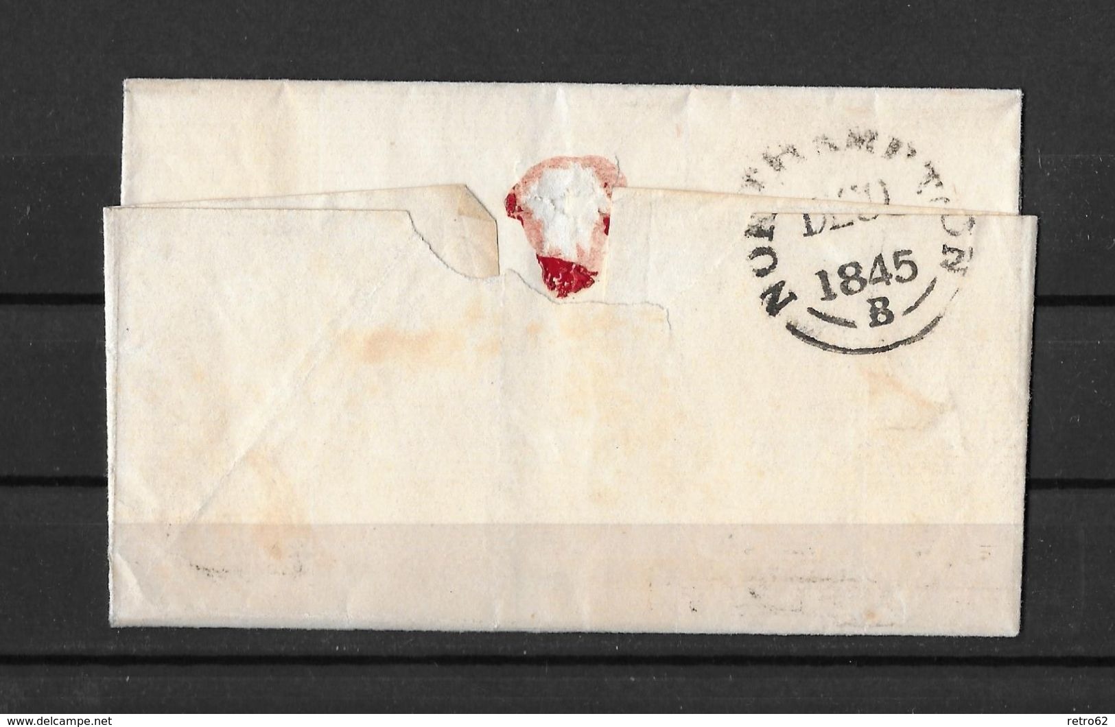 1845 Great Britain QV 1d Red Imperf Blued Paper On Northampton Cover To Olney - Storia Postale