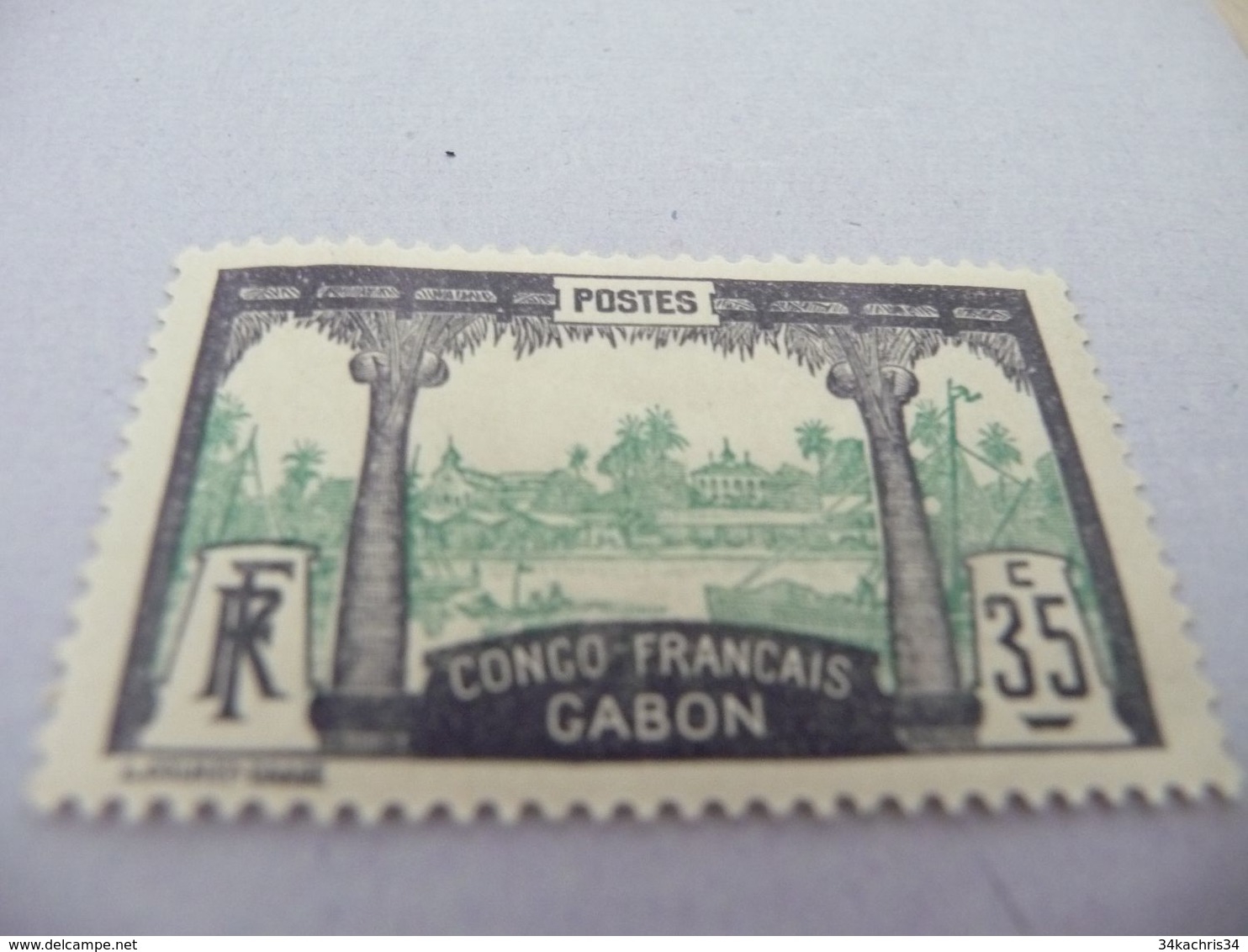 TP Colonies Françaises GABON Charnière N° 41 - Ungebraucht