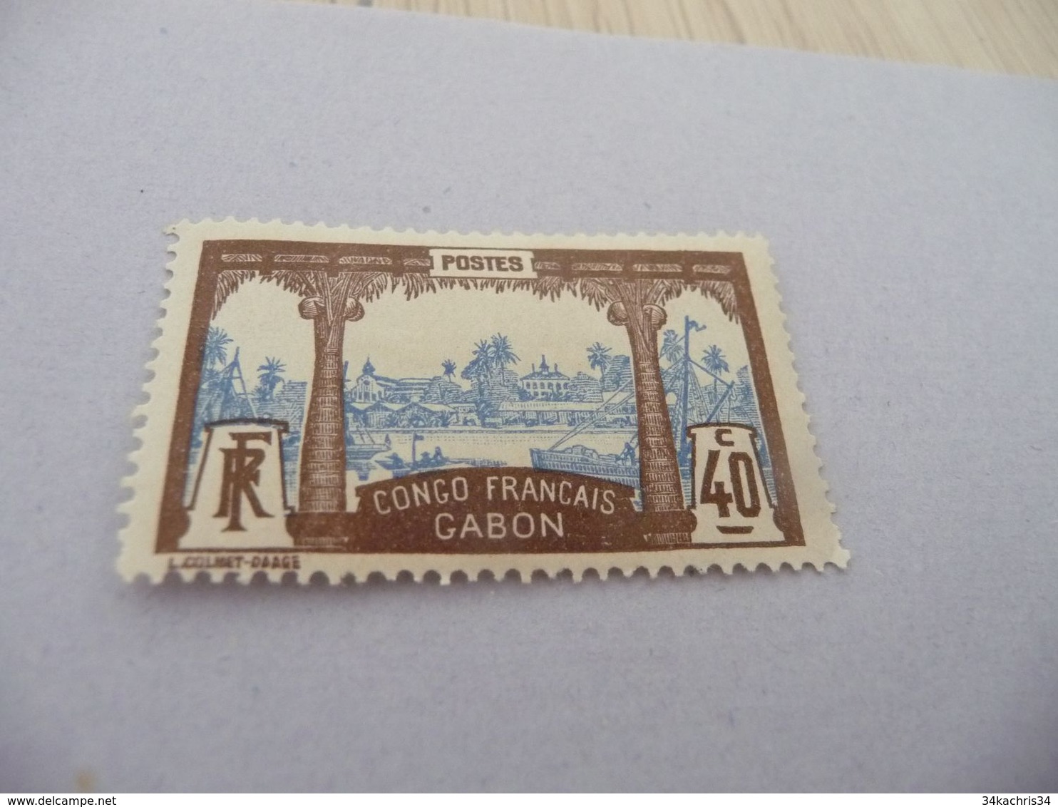 TP Colonies Françaises GABON Charnière N° 42 - Neufs