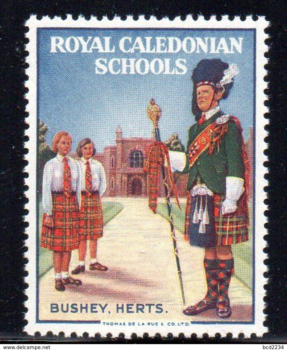 GB GREAT BRITAIN ROYAL CALEDONIAN SCHOOLS BUSHEY HERTS SCOTTISH ORPHANS POSTER STAMP LABEL NHM TARTAN KILTS SCOTS GUARD - Cinderellas