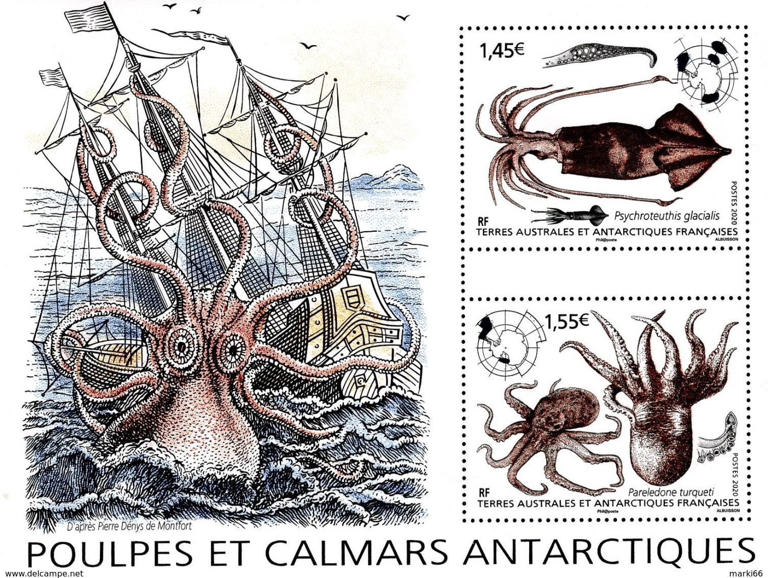 TAAF - 2020 - Antarctic Octopuses And Squids - Mint Souvenir Sheet - Ongebruikt