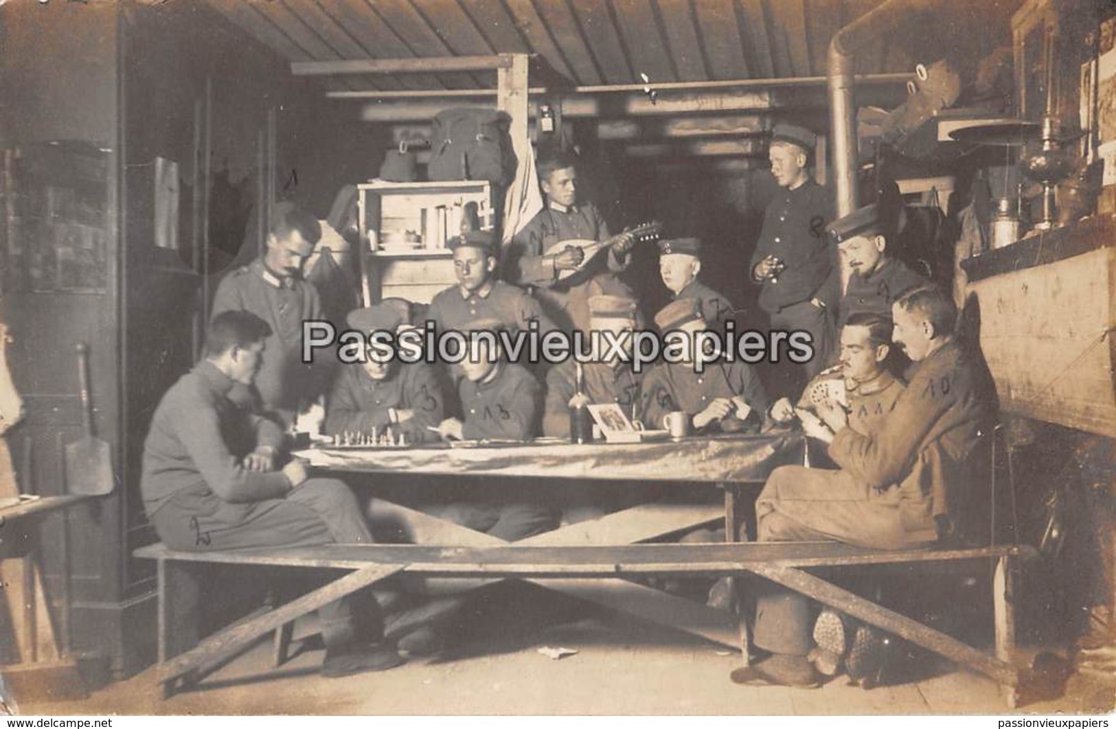 CARTE PHOTO JOUEURS D'ECHECS SOLDATS ALLEMANDS (Chess Schach) - 2 - Echecs