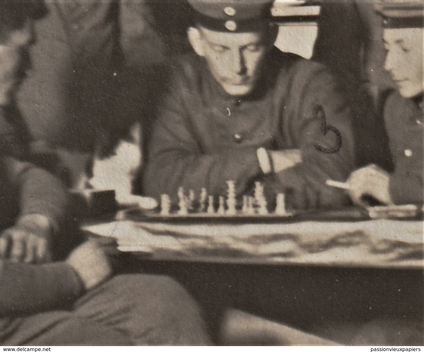 CARTE PHOTO JOUEURS D'ECHECS SOLDATS ALLEMANDS (Chess Schach) - 2 - Echecs