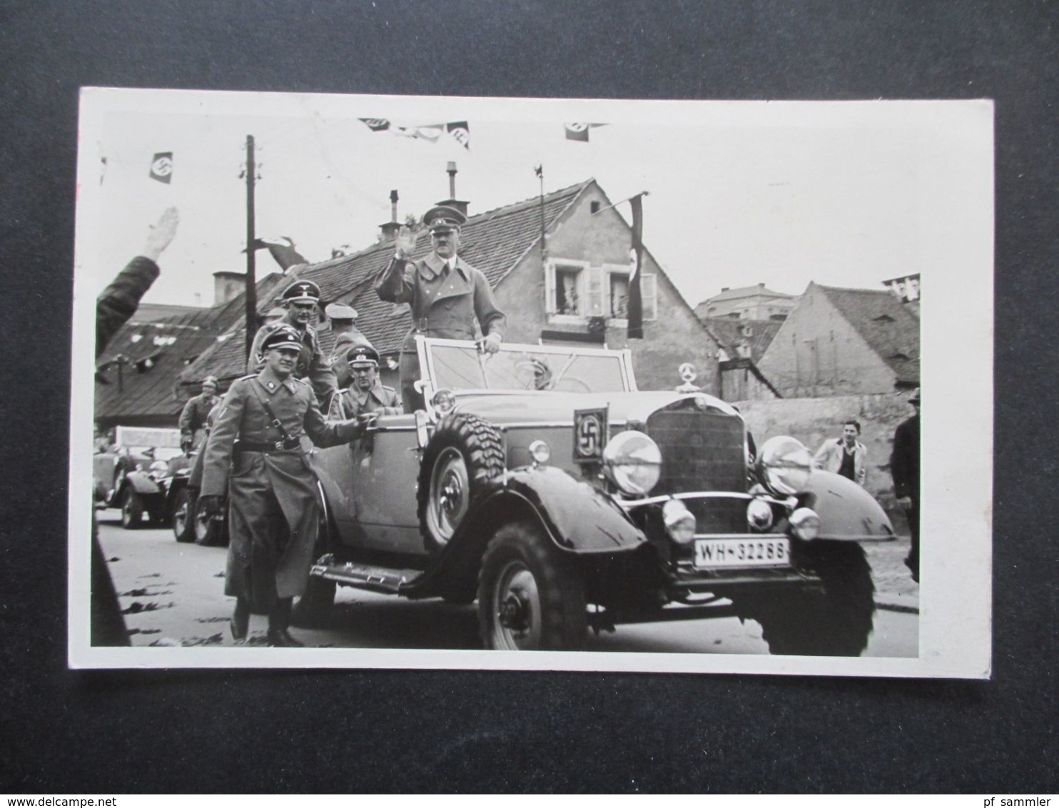 3.Reich Propagandakarte 1938 Eger Sudetenland Echtfoto AK Hitler Im Mercedes Begleitet Von Der Wehrmacht. Atelier Seidl - Sudetenland