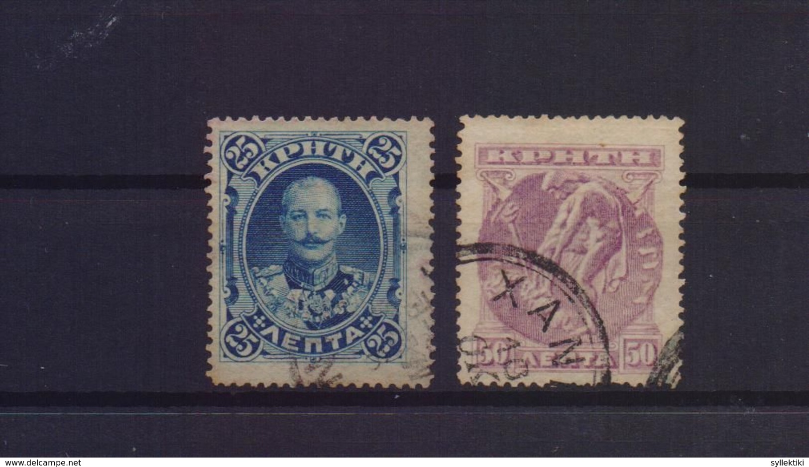 GREECE CRETE 1900 25 & 50 LEPTA USED STAMPS - Crète