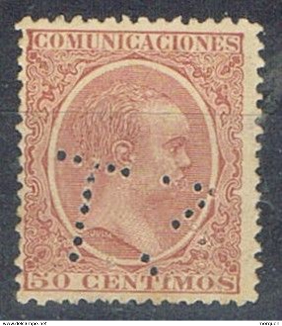 Sello TELEGRAFOS España 50 Cts Carmin Alfonso XIII, Perforado Telegrafico T3, Num 224t º - Telegramas