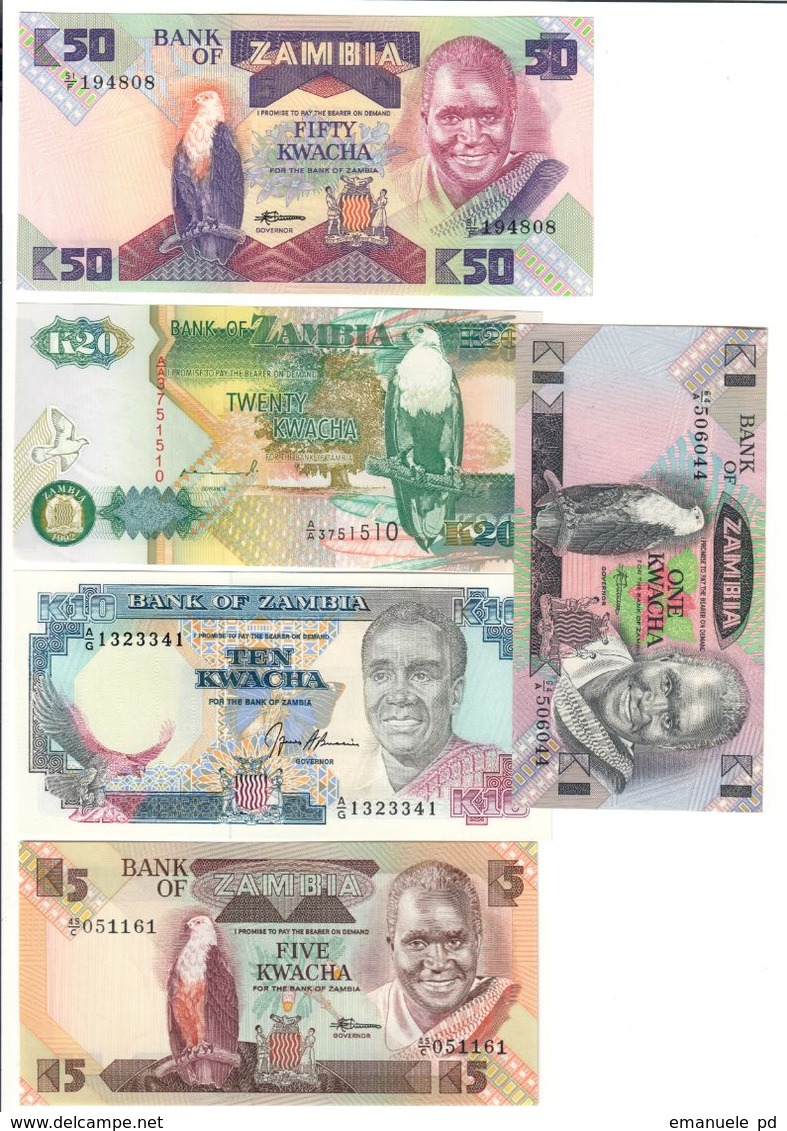 Zambia Lot 5 Banknotes UNC/AUNC .LF1. - Zambia