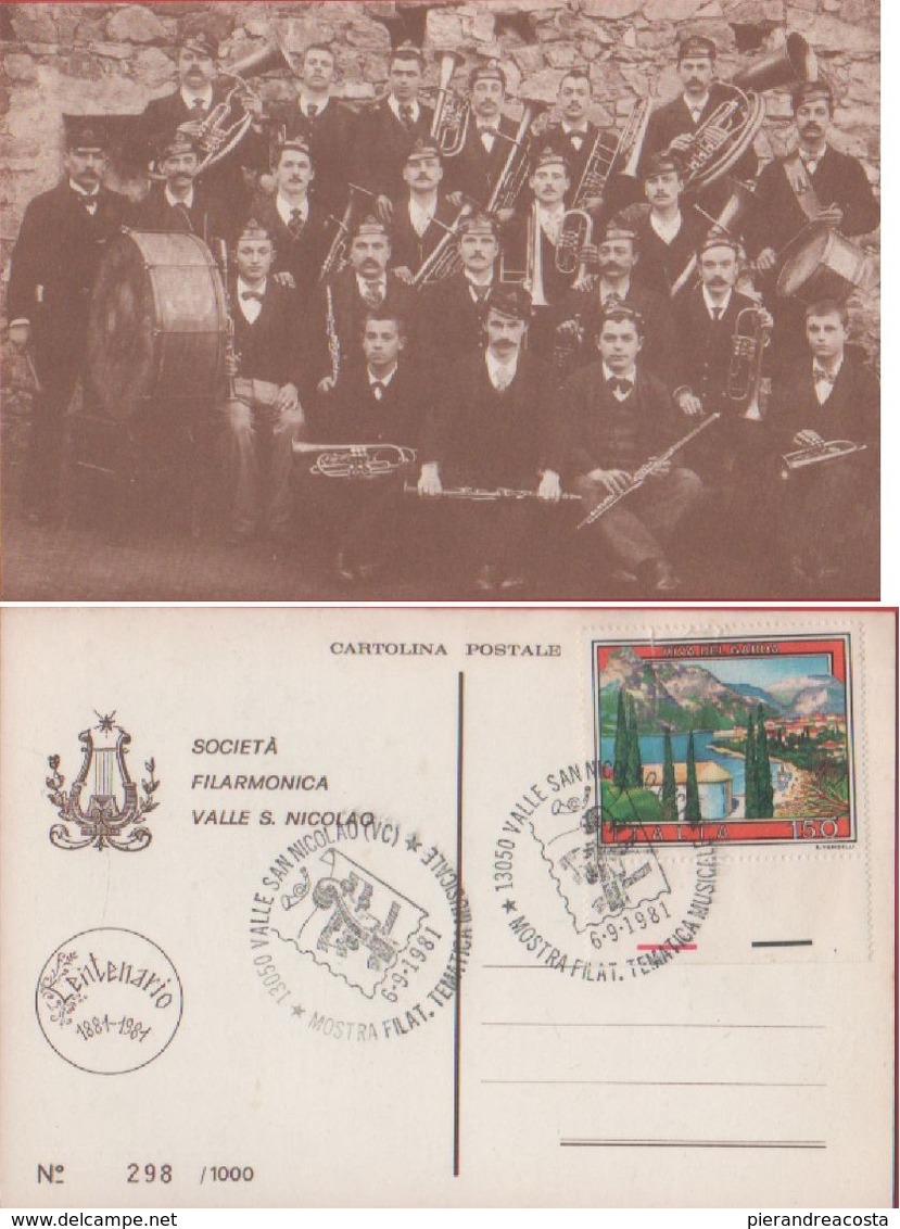 Società Filarmonica Valle S. Nicolao. Mostra Filatelica 1981. 1000 Copie Numerate - Entero Postal