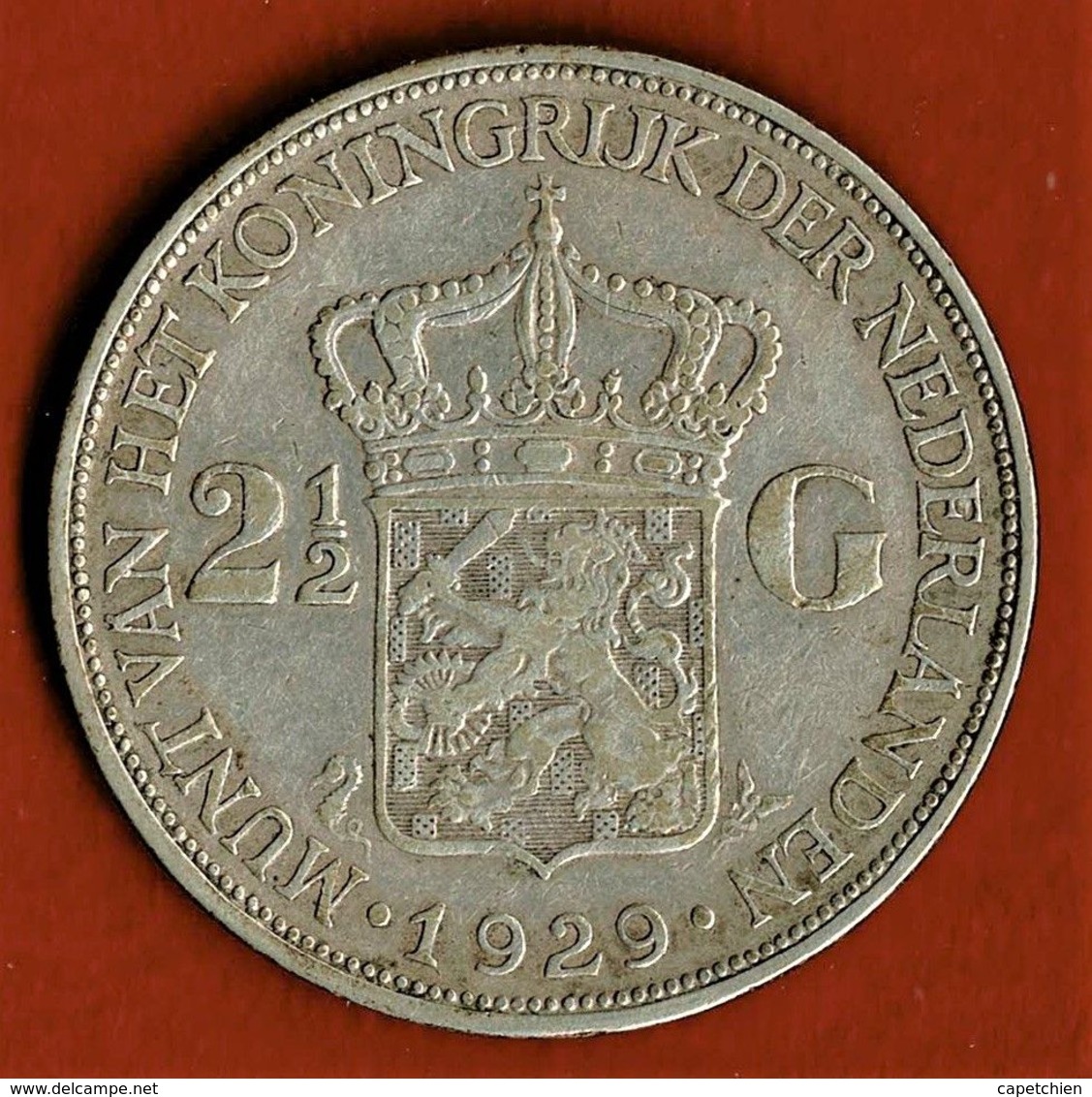 PAYS BAS / WILHELMINA / 2 1/2 GULDEN / 1929 / ETAT SUP. - 2 1/2 Florín Holandés (Gulden)