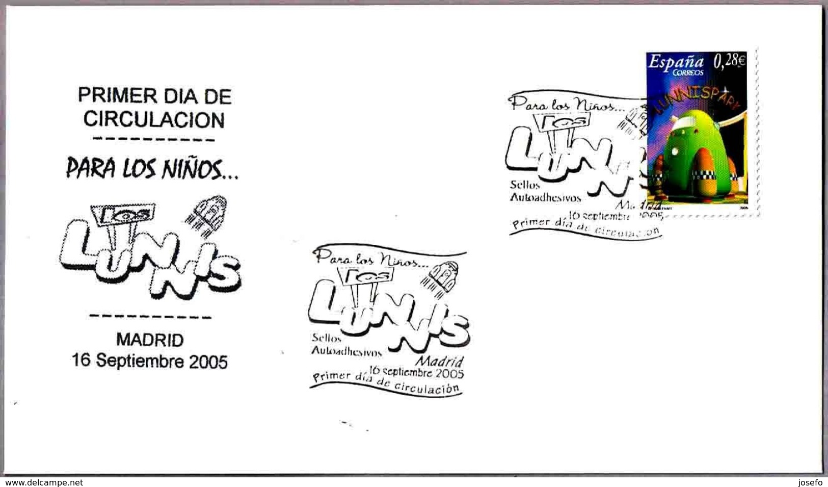 Para Los Niños... LOS LUNNIS - For The Children. FDC Madrid 2005 - Marionnettes