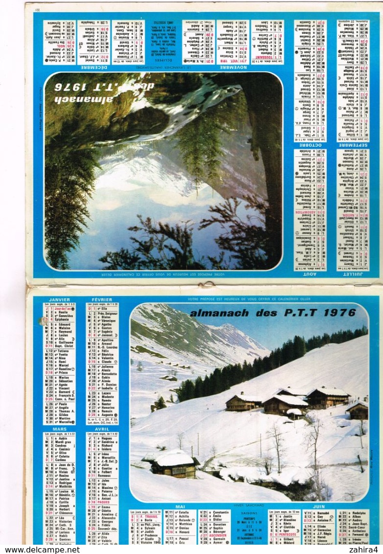 Almanach Des PTT  Neige Et Montagne - 75 Paris 92  93  94 - 1976 Plus Coupure Journal Passage Heure D'été Figaro 23/3/76 - Grand Format : 1971-80