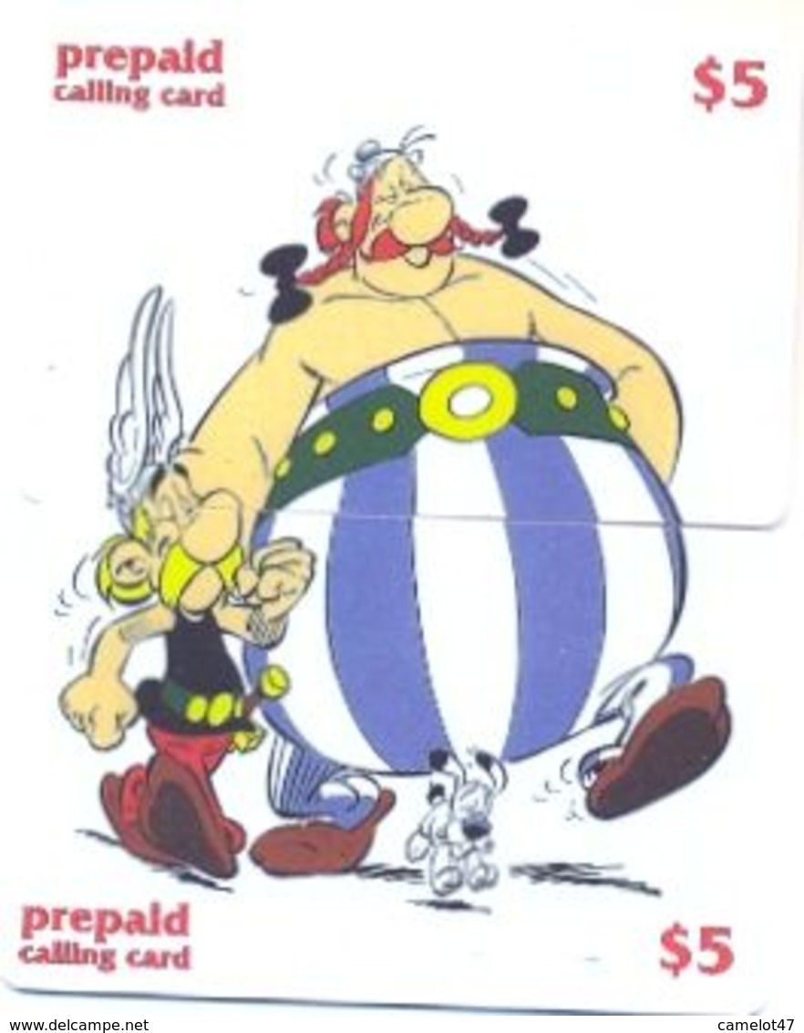Asterix & Obelix $5, LDPC, 2 Prepaid Calling Cards, PROBABLY FAKE, # Asterix-1 - Puzzle