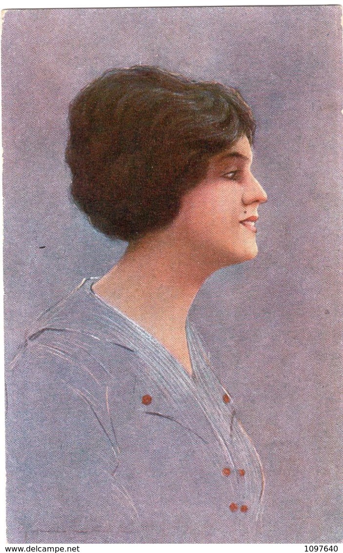 Kanil Vladislav Muttich. Carte Signée . Portrait De Femme Buste, Profil Droit - Muttich, C.V.
