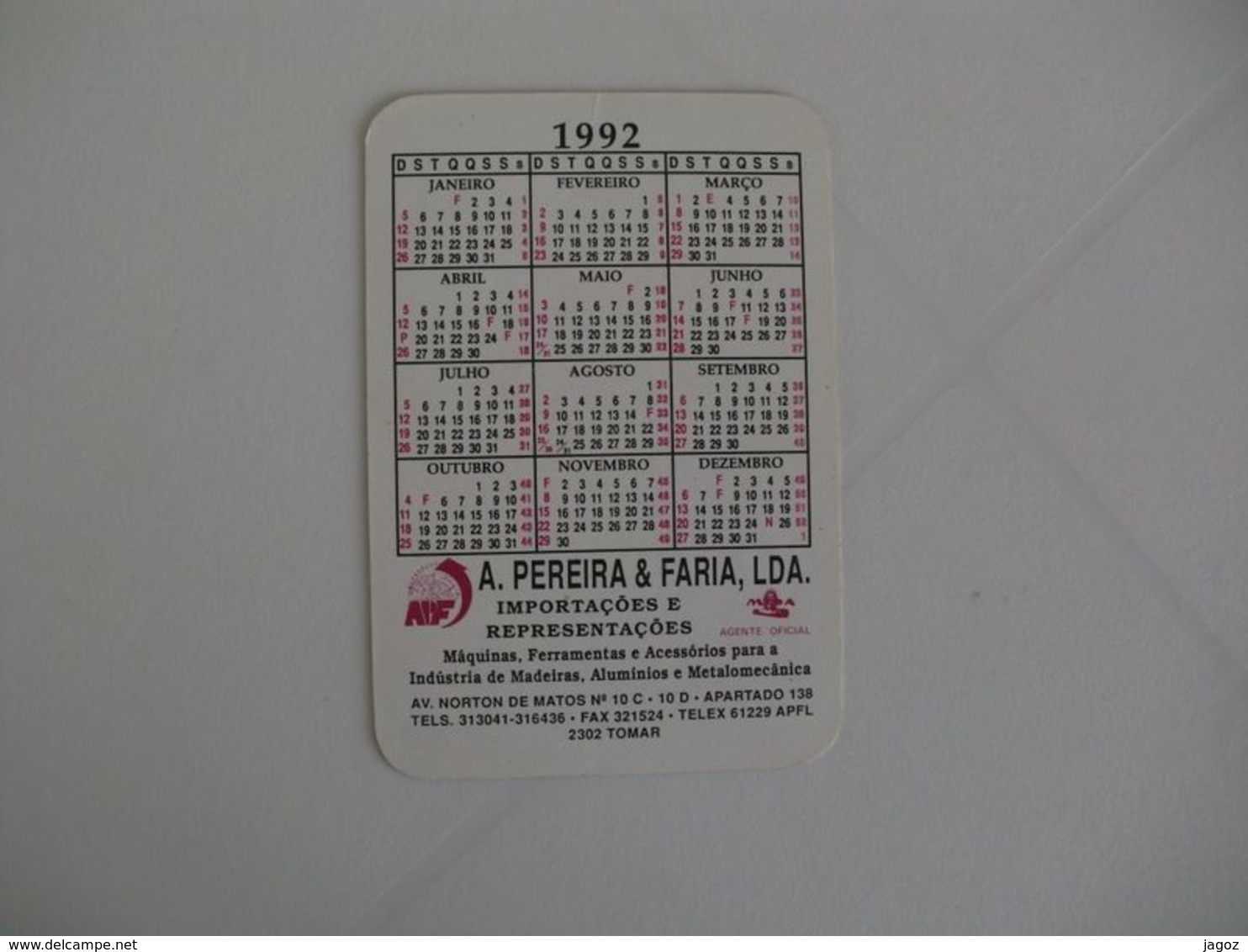 Hockey Hoquei Em Patins Sporting Clube De Tomar Séniores Portugal Portuguese Pocket Calendar 1992 - Petit Format : 1991-00