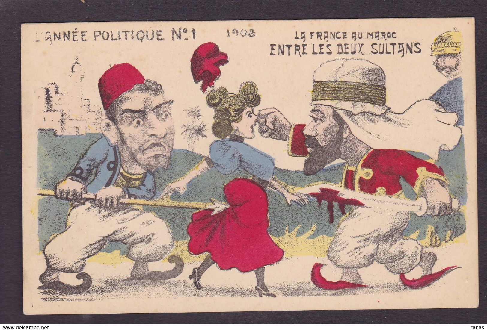 CPA Maroc Caricature Satirique Non Circulé Marianne Sultan - Other & Unclassified