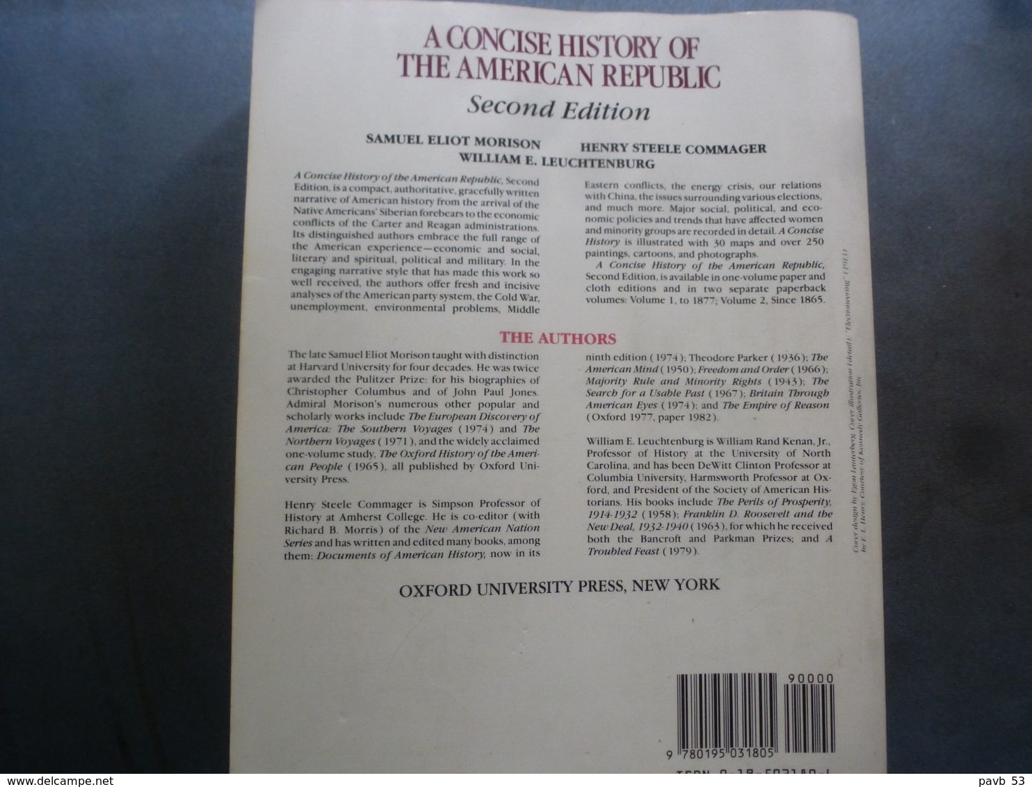 A CONCISE HISTORY OF THE AMERICA N  REPUBLIC.  USA - Verenigde Staten