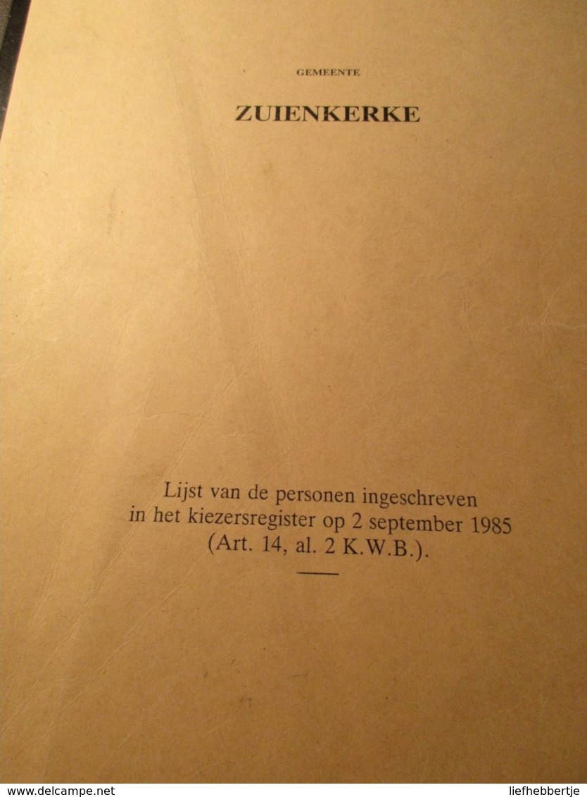 Kiezerslijst Van Zuienkerke - 1985 - History