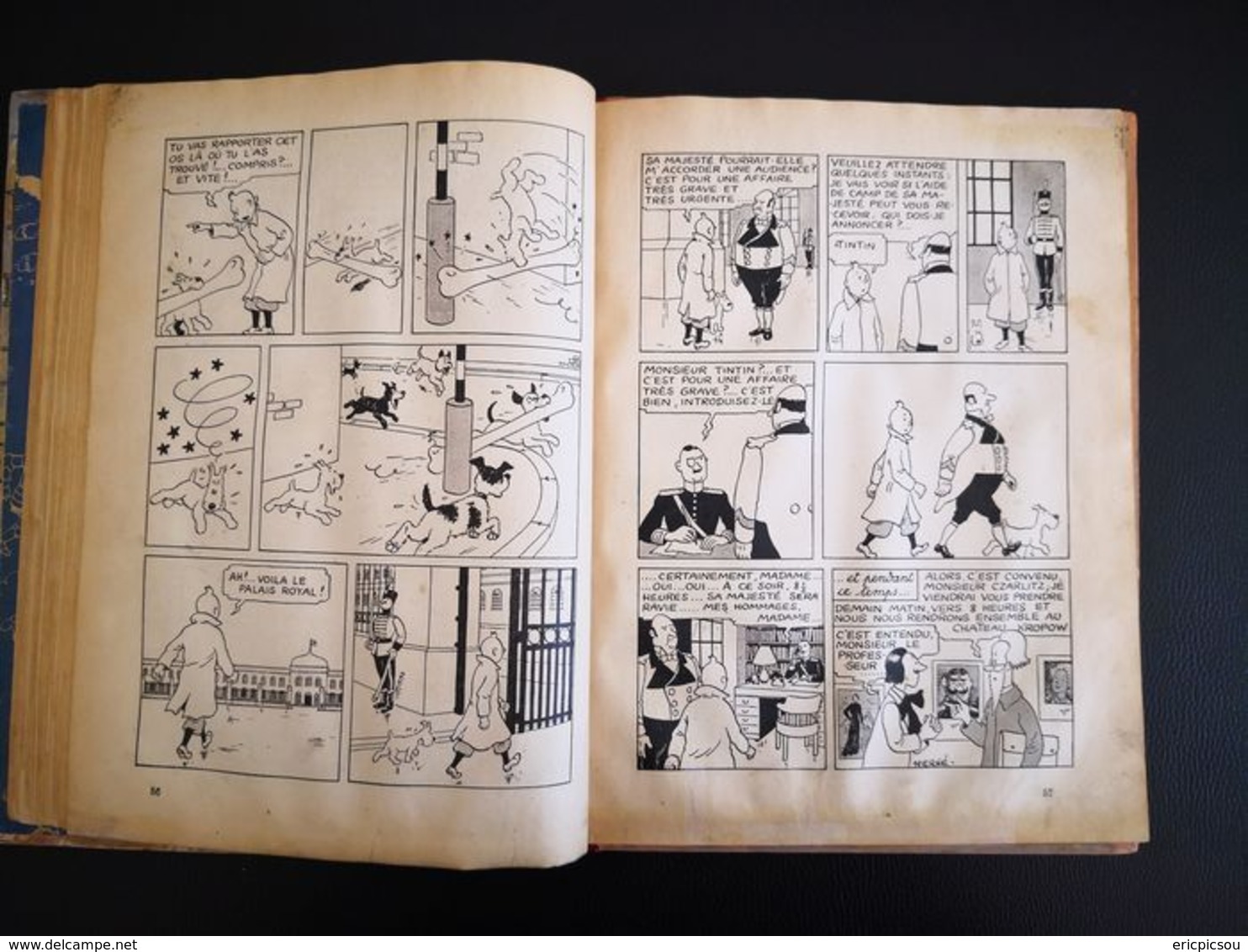 Tintin T8 - Le sceptre d'ottokar (A18) - C - N&B grande image - Réédition - (1942)  " RARE Tirage 5000 EX. "