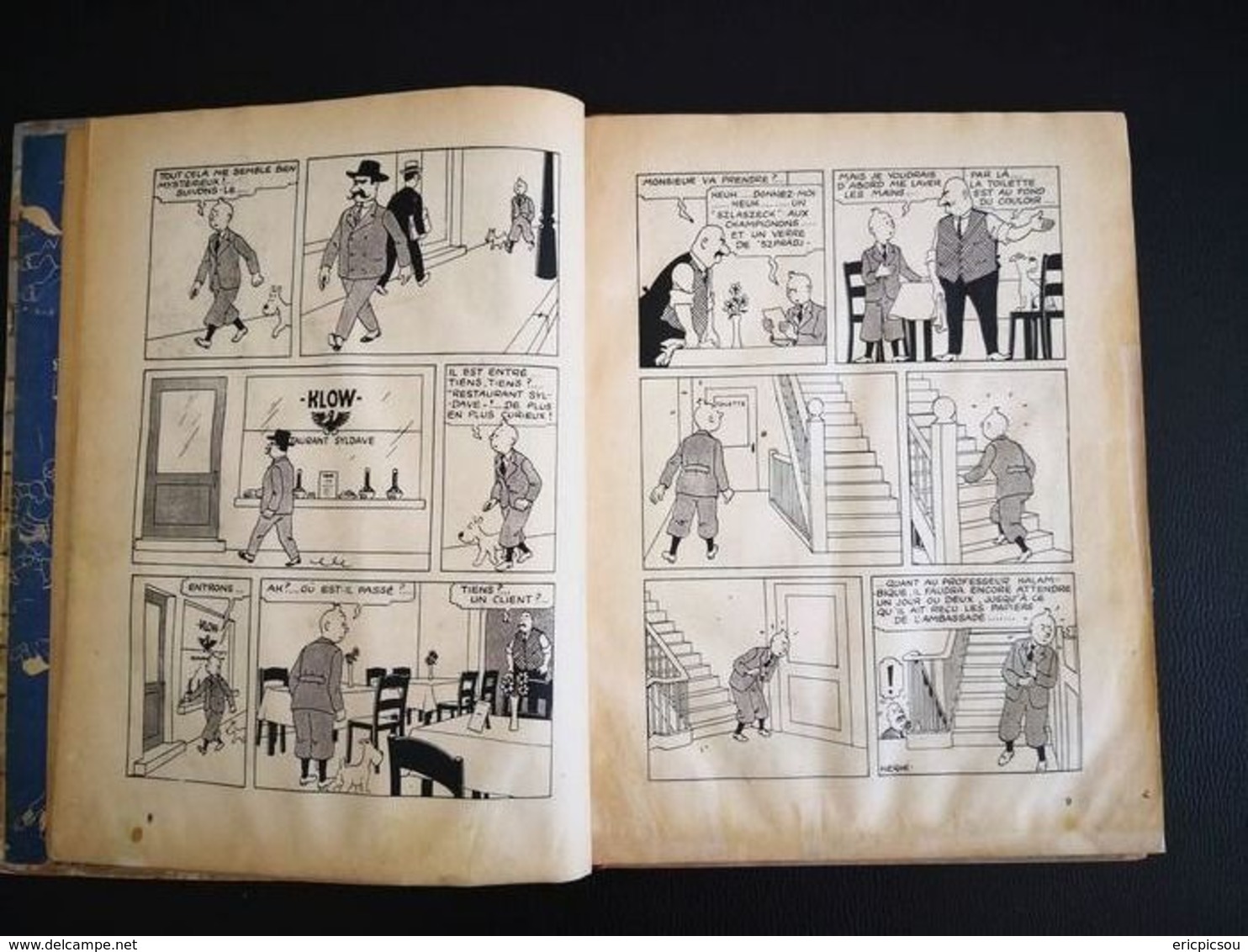 Tintin T8 - Le sceptre d'ottokar (A18) - C - N&B grande image - Réédition - (1942)  " RARE Tirage 5000 EX. "