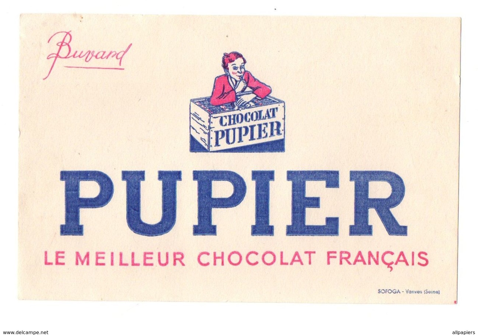 Buvard Pupier Le Meilleur Chocolat Français - Format : 20x13 Cm - Cacao