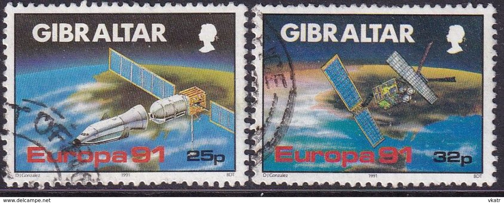 GIBRALTAR 1991 SG #649-50 Compl.set Used Europa. Europe In Space - Gibraltar