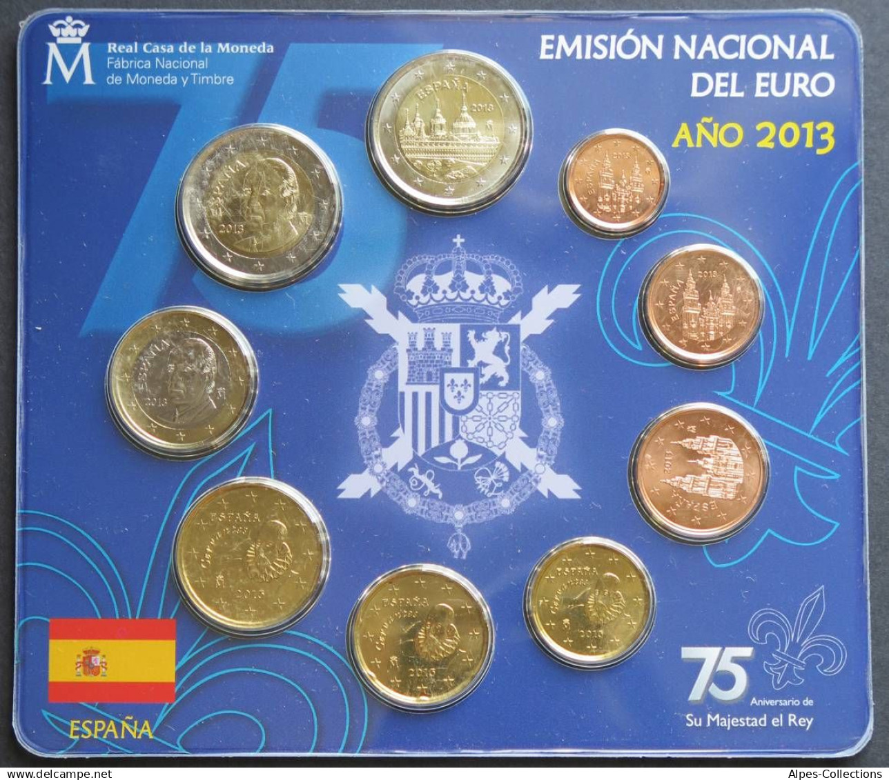 ESX2013.1 - SERIE BU EUROS ESPAGNE - 2013 - 1 Cent à 2 Euros + 2 € Monastère San Lorenzo - Espagne